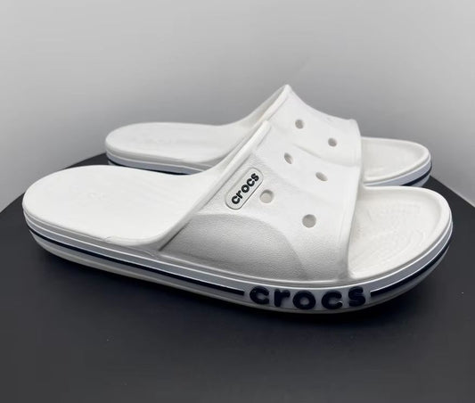 Crocs Bayaband Slides (White-Black)