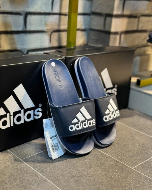 Adidas Cloudfoam Slides (Navy White)