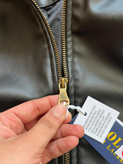 Polo Ralph Lauren Men's Leather Jacket || Vintage Black